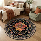 Area Rugs 4ft Washable Non-Slip, Floral Vintage Distress Print Pattern - Image 2