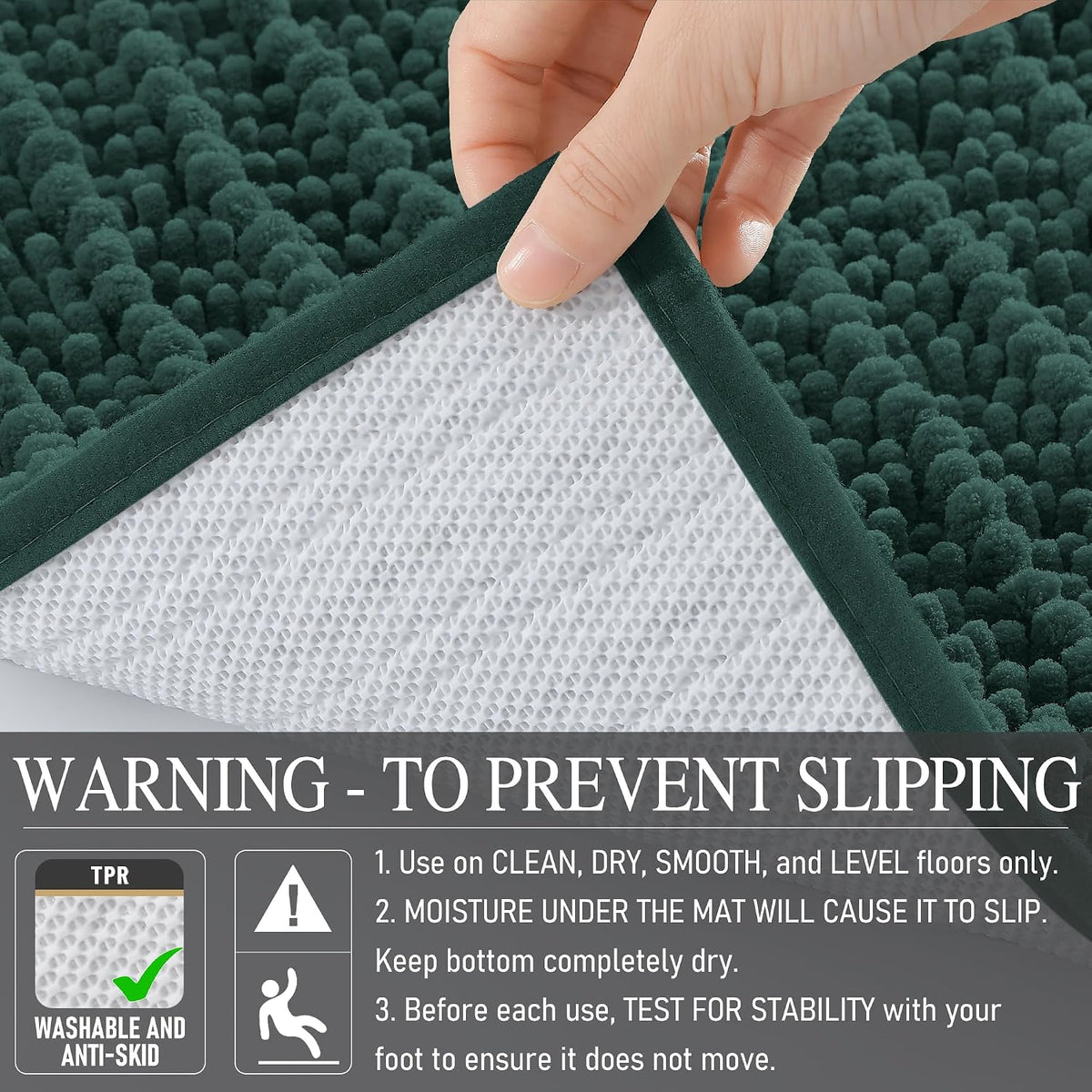 OLANLY Bathroom Rugs 30x20, Thick Soft and Absorbent Chenille Bath Mat