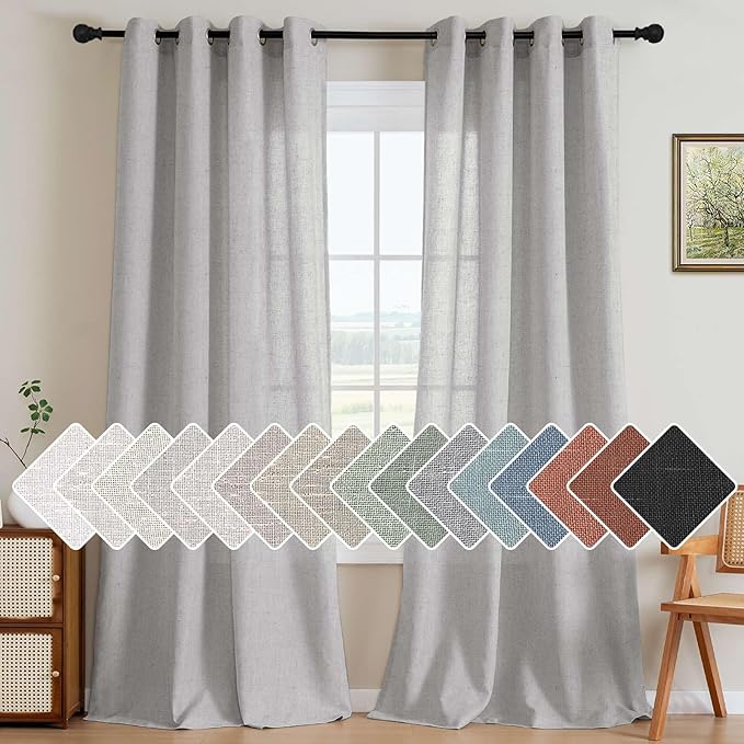H.VERSAILTEX 2 Pack Ultra Luxurious Solid High Woven Linen Elegant Semi Sheer by HVERSAILTEX