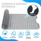 Bathtub and Shower Mats, 40x16 Inch Extra Large Non Slip Soft Bath Tub Mat with Suction Cups and Drain Holes for Bathroom Floor and Keep Tubs Clean, Machine Washable, Clear Gray
