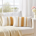Fancy Homi Set of 1 Mustard Yellow Fall Lumbar Decorative Throw Pillow Cover - Image 2