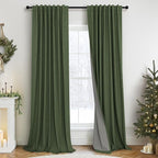 Olive Green Blackout Curtains for Bedroom 96 Inches Long Floor Length 2 Panel by Pitalk
