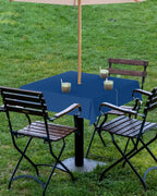 QueenKer Navy Blue Solid Color Table Cover forOutdoor Tablecloth with Umbrella Hole and Zipper, Square Tables Waterproof Tabletop Collection for Patio, Garden, Picnic, Camping 54 x 54 inch