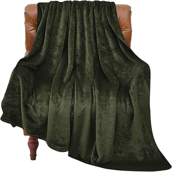 BEDELITE Fleece Blanket Olive Green Throw Blankets by BEDELITE