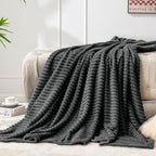 BEDELITE Fleece Blanket Twin Size – 3D Ribbed Jacquard Soft and Warm Decorative - Image 2