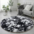 Amdrebio Black White Grey Round Rug 5Ft Circle Area Rugs by Amdrebio