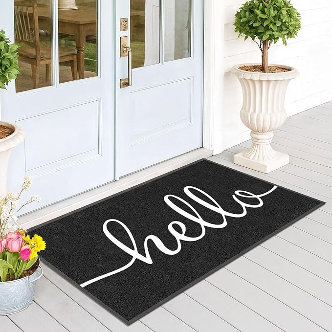 EARTHALL Funny Hello Mats Outside/Inside 59"x35", Front Door Mat Outdoor by EARTHALL