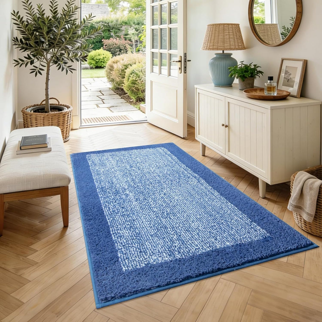 48x32 Large Bathroom Rugs Non Slip Washable, Soft Absorbent Bath Mat Blue