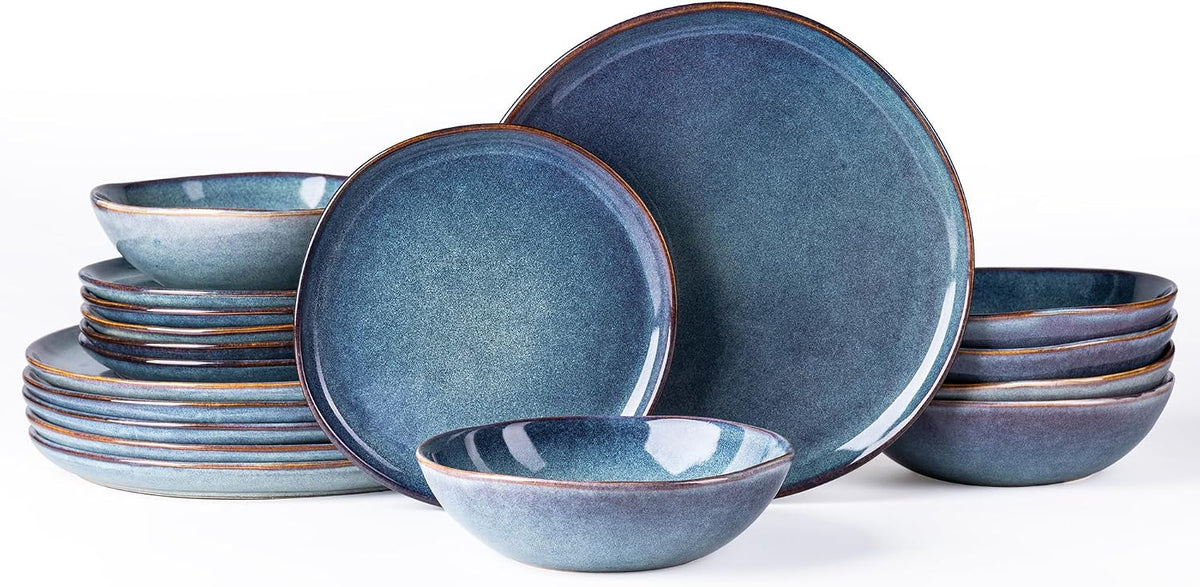 AmorArc Ceramic Dinnerware Sets for 6, 18Pcs Plates and Bowls Sets Dishes