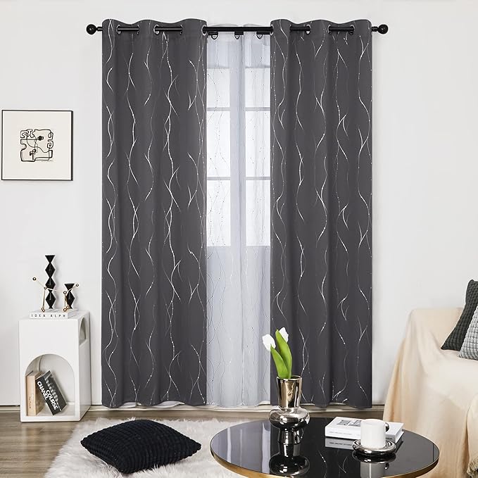 Deconovo Grey Blackout Curtains - Image 2
