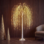 5FT Lighted Weeping Willow Tree, 216 LED Artificial Willow Tree, Warm