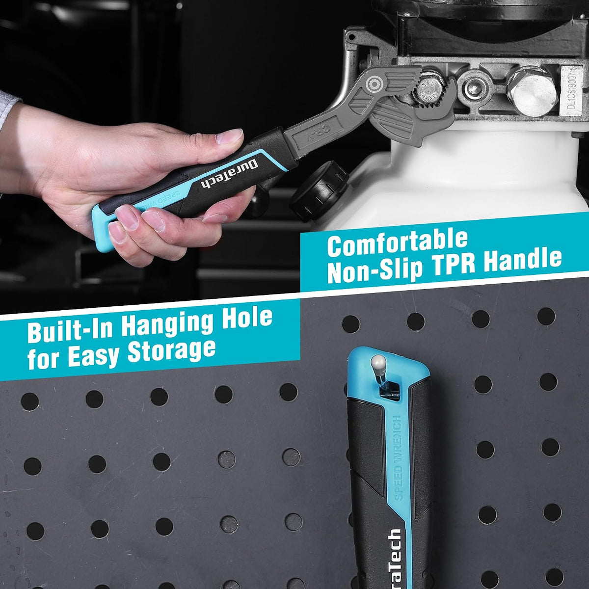 DURATECH 10-Inch Self-Adjusting Wrench, Self-Locking Pipe Wrench