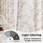 Lazzzy Floral Linen Curtains Farmhouse Extra Long Curtain - Image 2