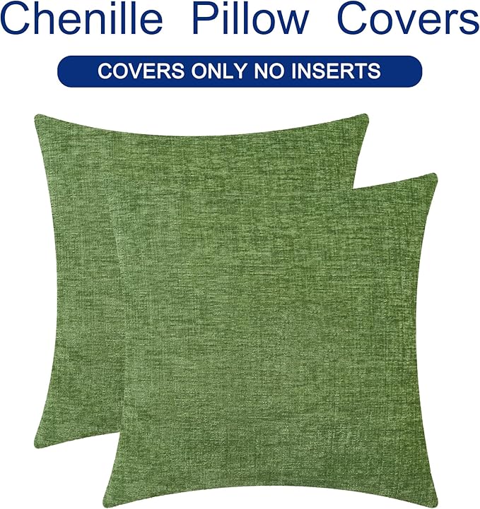 CaliTime Throw Pillow Covers Decorative 18 X 18 Inches Pack of 2 Cozy Chenille - Image 6