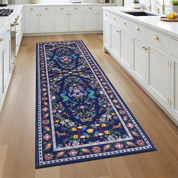 HEBE Washable Hallway Runner Rug 2'x 6' Non Slip Kitchen Rugs Runner, Low Pile by HEBE