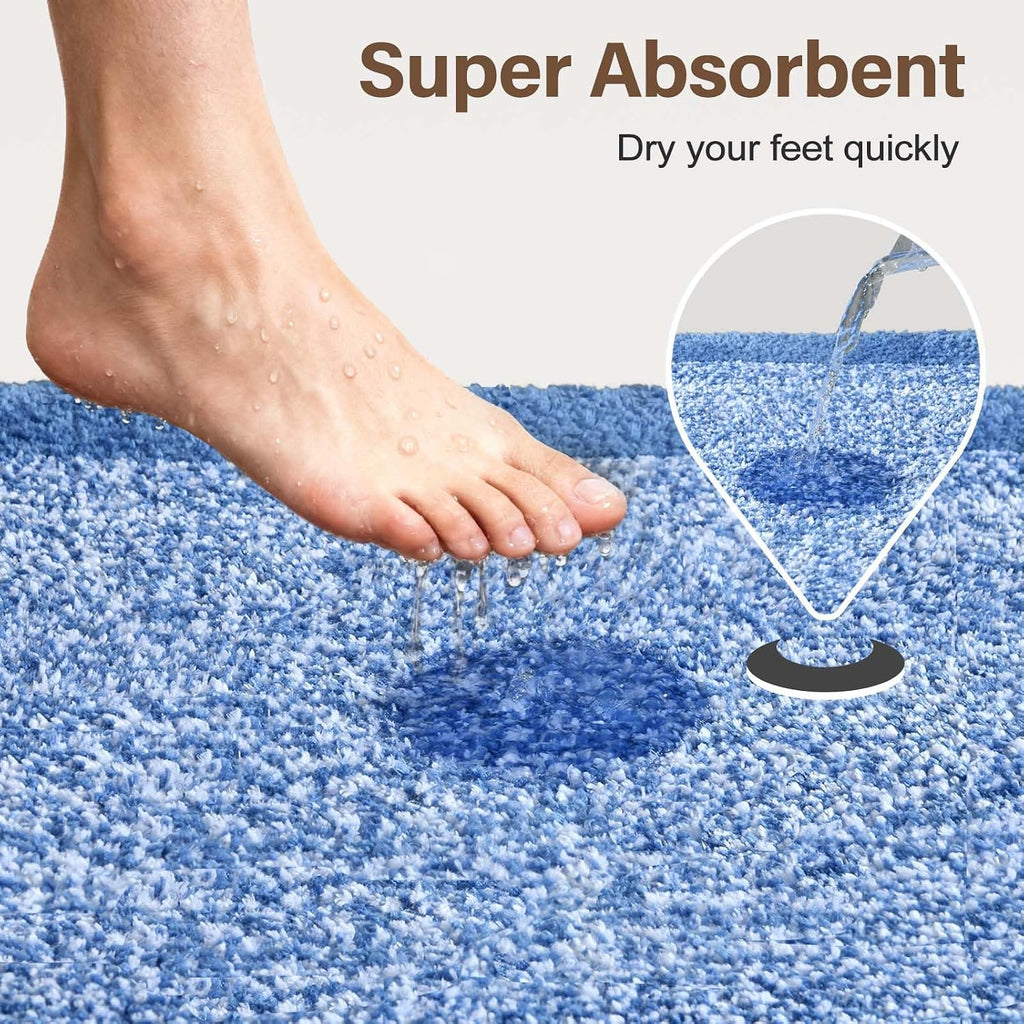 48x32 Large Bathroom Rugs Non Slip Washable, Soft Absorbent Bath Mat Blue