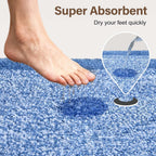 48x32 Large Bathroom Rugs Non Slip Washable, Soft Absorbent Bath Mat Blue