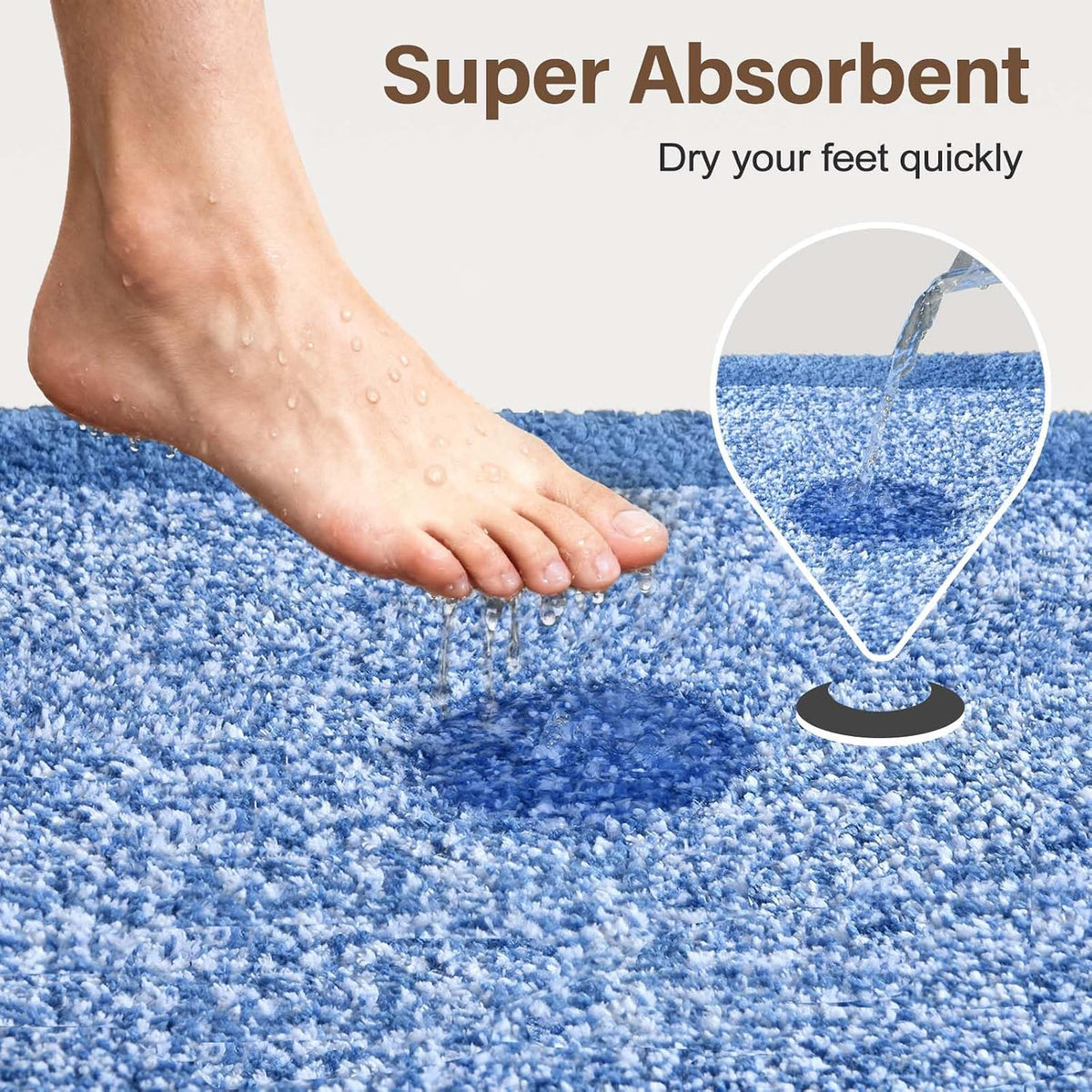 48x32 Large Bathroom Rugs Non Slip Washable, Soft Absorbent Bath Mat Blue