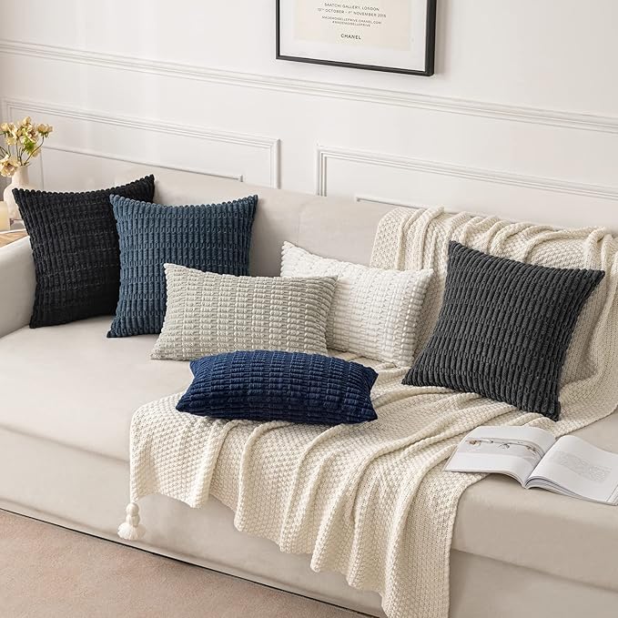MIULEE Pack of 2 Corduroy Decorative Euro Sham Throw Pillow Covers 24x24 Inch - Image 5