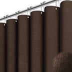 Brown Linen Textured Waterproof Thick Fabric Shower Curtain Set, 72x72