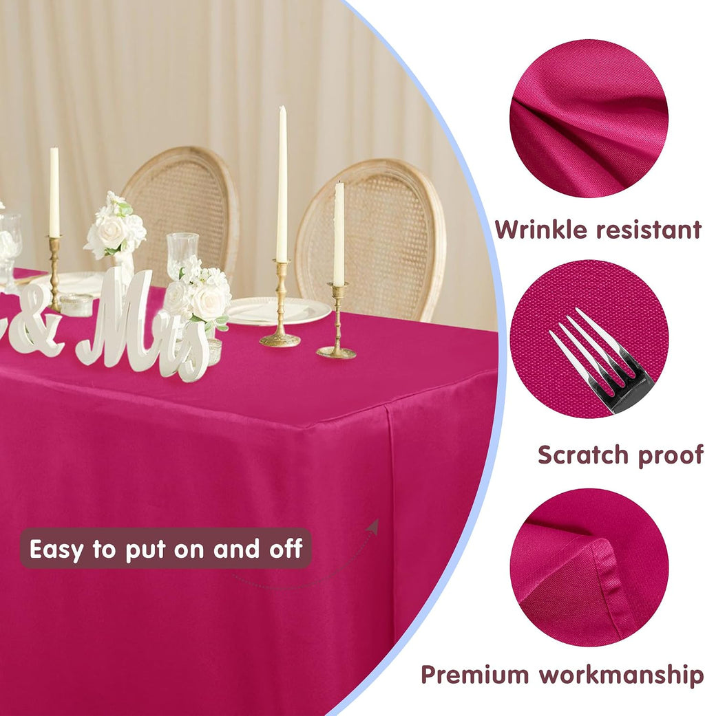 Fitted Table Cloths For 6 Foot Rectangle Tables,Vendor Booth 2 Pack Fuchsia