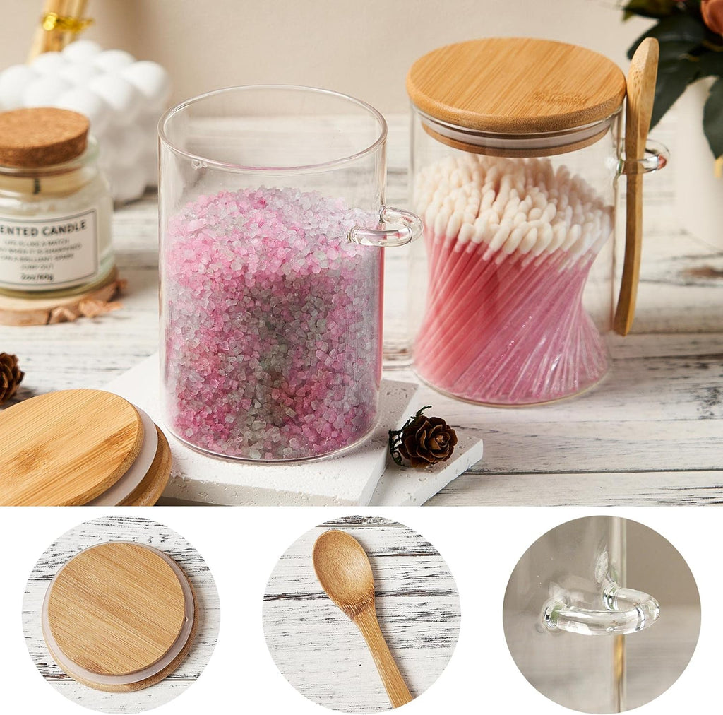 15 oz Glass Sugar Container, 2 Pack Coffee Container, Glass Jars with Lids