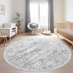 6x6 Grey Round Rug 6ft Living Room Circle Rug Gray Vintage Round Area Rug Non - Image 2