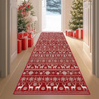 Christmas Runner Rug 2x6 Washable Rugs, Boho Christmas Tree Snowflake Rug - Image 2