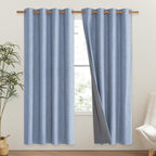 NICETOWN Stone Blue Vintage Linen 100% Blackout Curtains - Image 2