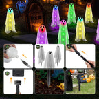 6PACKS Halloween Ghost Decorations Outdoor,Spooky Cloth Ghosts Decor for Halloween Scary Party Gifts,Solar Halloween Ghost Lights for Yard/Lawn/Patio/Holiday/Porch Decor