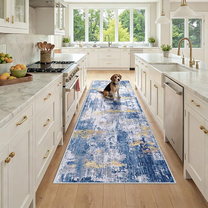 Washable Area Rugs 3x8 Non-Slip Modern Abstract Soft by RELEANY