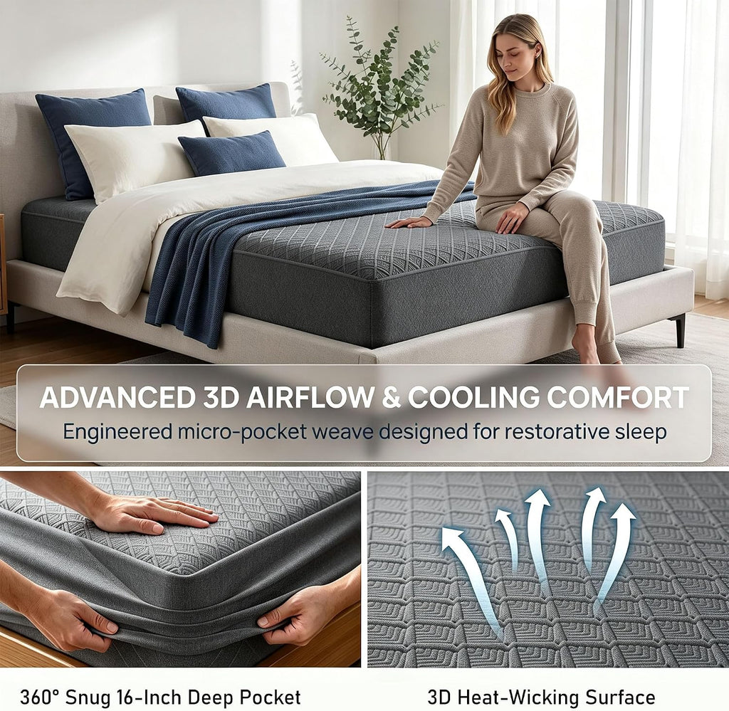 Softhour Twin Cooling Mattress Protector ，3D Waterproof Mattress Protector