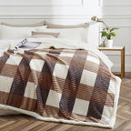 PU MEI Sherpa Blanket Full/Queen Plaid Thick Bed Blanket, 90”*80” Super Soft - Image 2