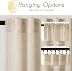 Greyish Beige Linen Curtain 108 inch Length 2 Panels Set Back Tab Light - Image 2