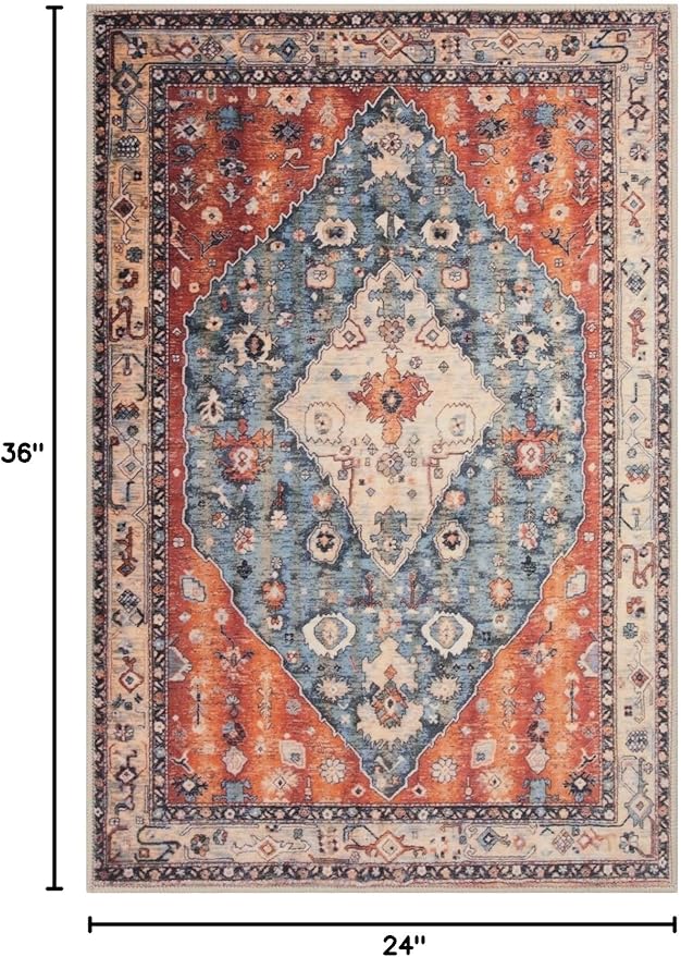 SERISSA Boho Rugs for Entryway, 2x3 Tribal Entryway Rug Non-Slip Washable Small - Image 2