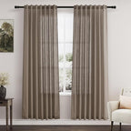 Nanspring Dark Taupe Linen Curtains 80 Inches Length by Nanspring