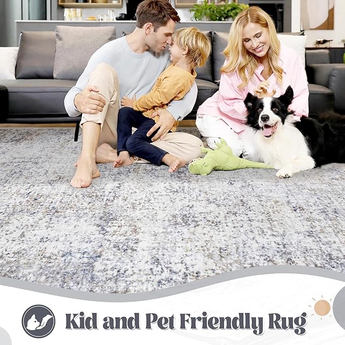 XLUEZ 9x12 Area Rug for Living Room, Washable Modern Abstract Large Area Rug - Image 3