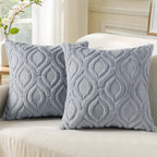 decorUhome Throw Pillow Covers 20x20 Inch Set of 2, Soft Plush Faux Wool Blue by decorUhome