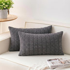 Pack of 2 Corduroy Decorative Throw Pillow Covers 12x24 Inch Soft Striped by Unknown