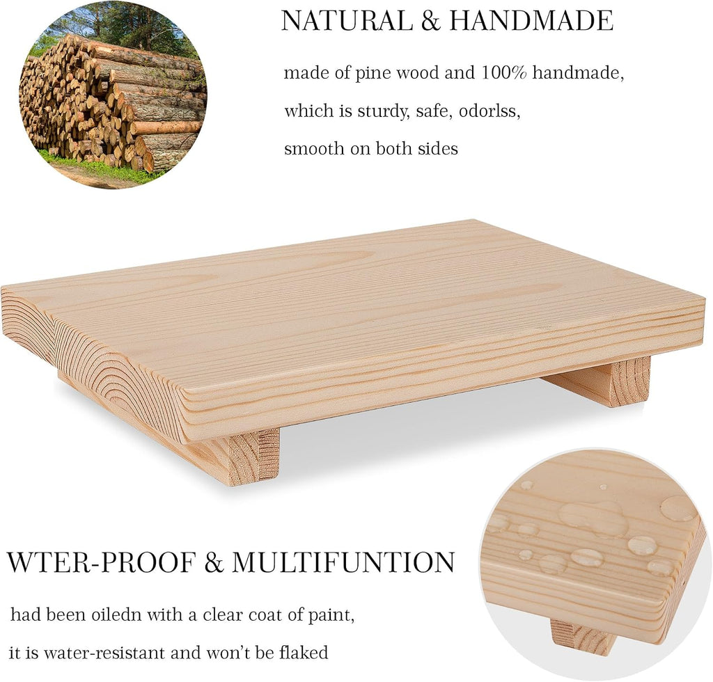 Bathroom Tray Wood Riser Kitchen Decor Soap Holder, 9" x 6" Burlywood