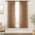 Brown Curtains for Living Room Back Tab Modern Farmhouse Semi Sheer Brown by Jolilight