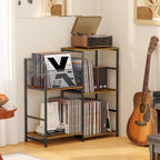 ThreeHio Record Player Stand, Turntable Stand with Vinyl Storage Holds up to 300+ Albums, Storage Cabinet for Vinyl Records, Record Player Table for Living Room