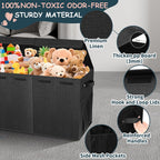 Extra Large Toy Box with Lids, Collapsible Storage Bin, 38"x16"x14",Black