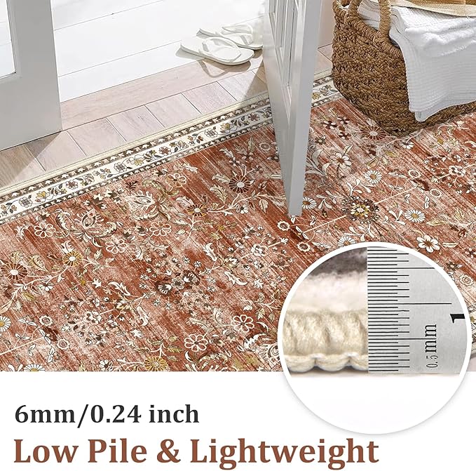 Yamaziot Washable Runner Rug 2x8 – Non Slip Boho Floral Hallway Runner Rug - Image 4
