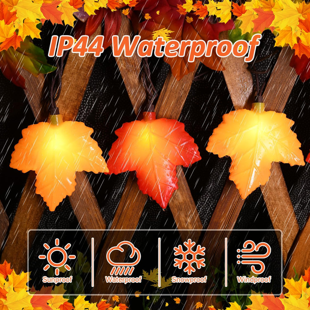 Fall Decor Maple Leaf Lights, 8.5Ft Fall String Lights Plug In with 10 LED Orange & Yellow Maple Leaf Light, Fall Leaves Light Indoor Outdoor for Home Fireplace Party Harvest Thanksgiving Decorations