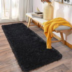 Soft Runner Rugs for Bedroom Hallways, 2 Packs 2x6 Black Fluffy Shag Throw Area - Image 3