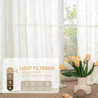 LAMIT 54 Inch Semi Sheer Window Linen Curtains, Light Filtering Panels Back Tab - Image 4