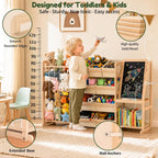 Multifunctional Toy Storage Organizer with Chalkboard: 4-in-1 Design