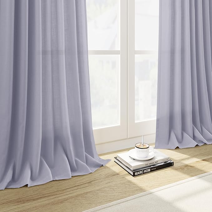 Nanspring Lavender Purple Linen Curtains 96 Inches Long - Image 5