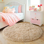 4'x4' Beige Round Rug for Bedroom, Ultra Soft Fluffy Circle Rug for Kids Girls - Image 6